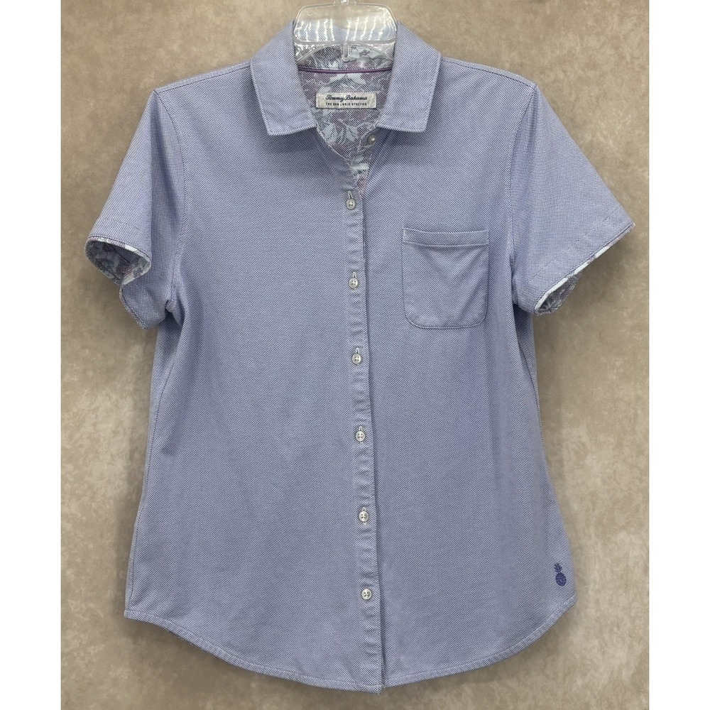 Tommy Bahama San Lucio Stretch Shirt Womens Medium Short Sleeve Button Front